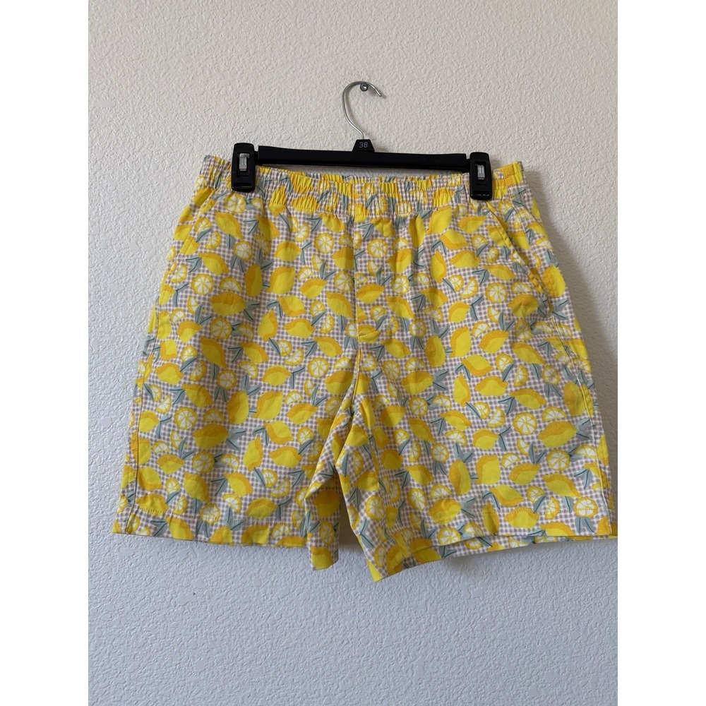Lands End Womens Shorts Size 8 Yellow Lemon Print Mid Rise Cotton Chino - Picture 2 of 15